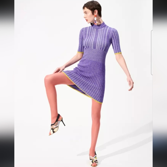 Emilio Pucci Italian Virgin Wool Knit Bodycon Ribbed Shortsleeve Dress Medium - Picture 1 of 8